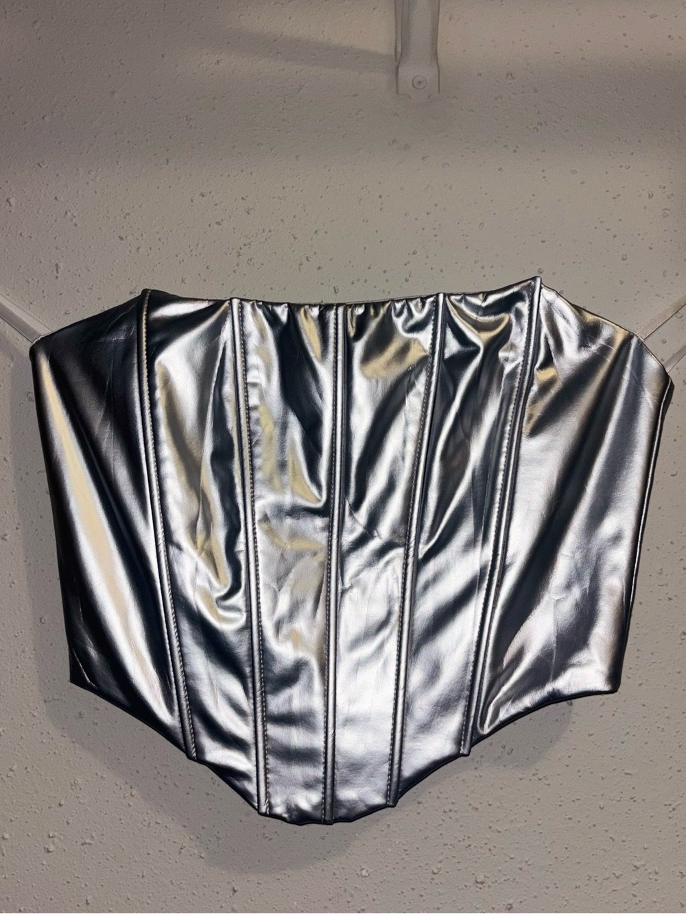 Windsor Silver Strapless Top - Shiny Metallic Finish